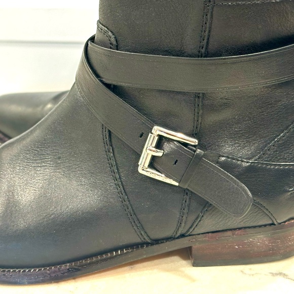 Coach Boots Womens 9 B Lannah Ankle Booties Buckle Straps Black Leather Zipper - Picture 10 of 15